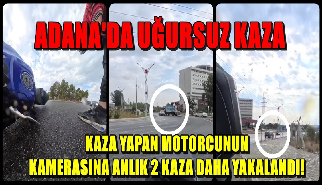 Adana'da UĞURSUZ MOTOR kazası! 1 Kaza 3 kaza görüntüsü! 